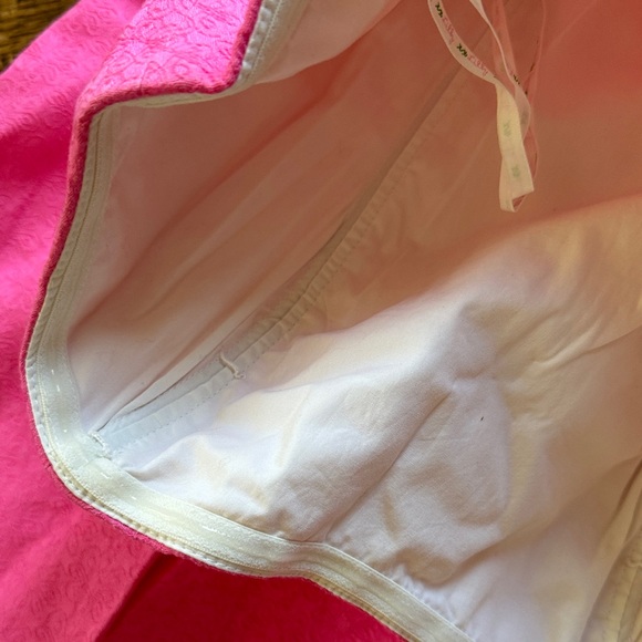 Pink Lily Pulitzer Strapless Dress with White Floral Trim - Picture 5 of 7